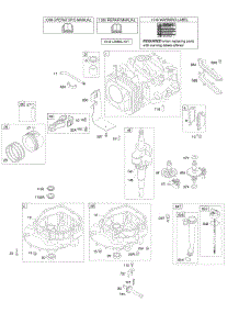 Camshaft, Crankshaft, Cylinder, Engine Sump, Lubrication, Piston Group parts for Briggs & Stratton Engine 111602-0174-E1 from AppliancePartsPros.com
