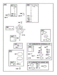 Carburetor, Gasket Set - Carburetor, Kit - Carburetor Overhaul parts for Briggs & Stratton Engine 118432-0130-B1 from AppliancePartsPros.com