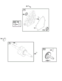 Camshaft, Crankcase Cover, Crankshaft parts for Briggs & Stratton Engine 118437-0128-B1 from AppliancePartsPros.com