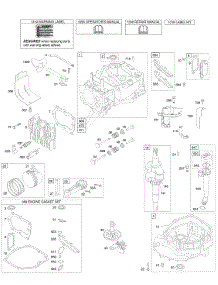 Cam, Crankshaft, Cylinder, Engine Sump, Lubrication, Piston Group, Valves parts for Briggs & Stratton Engine 120502-0255-E1 from AppliancePartsPros.com