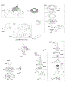 Blower Housing / Shroud, Electric Starter, Flywheel Group, Rewind Starter parts for Briggs & Stratton Engine 120602-0111-E1 from AppliancePartsPros.com