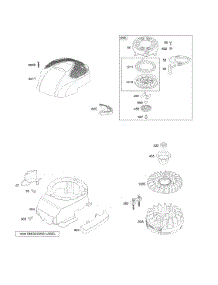 Blower Housing / Shrouds, Flywheel, Rewind Starter parts for Briggs & Stratton Engine 120T02-1057-B1 from AppliancePartsPros.com