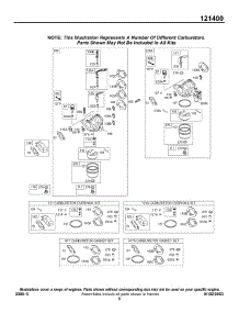 Carburetor Group, Kits / Gasket - Carburetor parts for Briggs & Stratton Engine 121437-0050-E1 from AppliancePartsPros.com