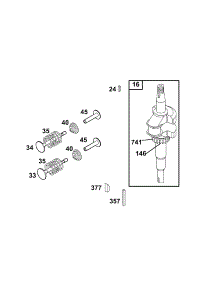 Valves, Crankshaft parts for Briggs & Stratton Engine 121782-0254-01 from AppliancePartsPros.com