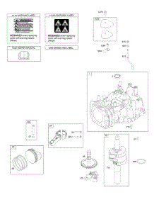 Camshaft, Crankshaft, Cylinder, Operator's Manual, Piston / Rings / Connecting Rod, Warning Label parts for Briggs & Stratton Engine 121S07-0012-F1 from AppliancePartsPros.com