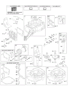Camshaft, Crankshaft, Cylinder, Engine Sump, Kit / Gasket, Lubrication, Piston Group, Valves parts for Briggs & Stratton Engine 122H02-0199-B1 from AppliancePartsPros.com