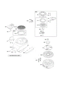 Blower Housing / Shrouds, Flywheel, Rewind Starter parts for Briggs & Stratton Engine 122H82-0125-01 from AppliancePartsPros.com