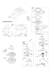 Blower Housing / Shrouds, Elecrtic Starter, Flywheel, Rewind Starter parts for Briggs & Stratton Engine 123602-0138-E1 from AppliancePartsPros.com