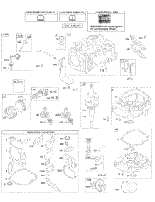 Camshaft, Crankshaft, Cylinder, Engine Sump, Lubrication, Piston Group parts for Briggs & Stratton Engine 123672-0147-E1 from AppliancePartsPros.com