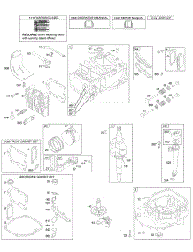 Camshaft, Crankshaft, Cylinder, Engine Sump, Kit / Gasket, Lubrication, Piston Group, Valves parts for Briggs & Stratton Engine 123H02-0100-B1 from AppliancePartsPros.com