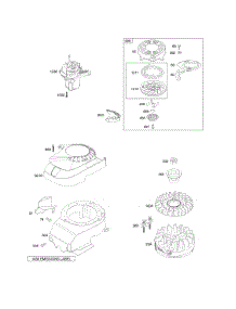 Blower Housing / Shrouds, Flywheel, Rewind Starter parts for Briggs & Stratton Engine 123J02-0100-E1 from AppliancePartsPros.com
