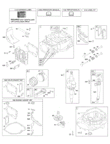 Cam, Crankshaft, Cylinder, Engine Sump, Kit / Gasket, Lubrication, Piston Group, Valves parts for Briggs & Stratton Engine 123J02-0187-E1 from AppliancePartsPros.com