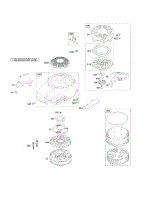 Blower Housing / Shrouds, Flywheel, Rewind Starter parts for Briggs & Stratton Engine 124602-0125-E1 from AppliancePartsPros.com