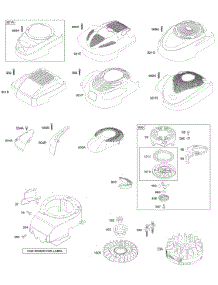 Blower Housing / Shrouds, Flywheel, Rewind Starter parts for Briggs & Stratton Engine 124K02-0596-B1 from AppliancePartsPros.com