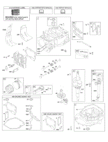 Camshaft, Crankshaft, Cylinder, Engine Sump, Lubrication, Piston Group, Valves parts for Briggs & Stratton Engine 124L02-0650-F3 from AppliancePartsPros.com