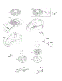 Blower Housing, Cover / Guards, Flywheel, Rewind Starter parts for Briggs & Stratton Engine 124S02-2129-F1 from AppliancePartsPros.com