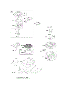 Blower Housing / Shrouds, Flywheel, Rewind Starter parts for Briggs & Stratton Engine 125H02-0123-B1 from AppliancePartsPros.com