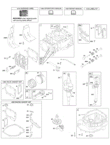 Cam, Crankshaft, Cylinder, Engine Sump, Kit / Gasket, Lubrication, Piston Group, Valves parts for Briggs & Stratton Engine 126K02-0512-B1 from AppliancePartsPros.com