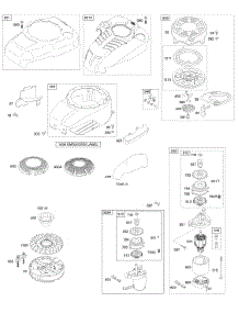 Blower Housing / Shrouds, Electric Starter, Flywheel, Rewind Starter parts for Briggs & Stratton Engine 128602-0151-E1 from AppliancePartsPros.com
