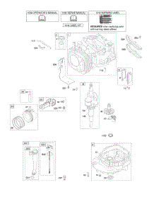 Camshaft, Crankshaft, Cylinder, Engine Sump, Lubrication, Piston Group parts for Briggs & Stratton Engine 128602-0304-B1 from AppliancePartsPros.com