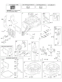 Camshaft, Crankshaft, Cylinder, Engine Sump, Kit / Gaskets, Lubrication, Piston Group, Valves parts for Briggs & Stratton Engine 128802-2332-E1 from AppliancePartsPros.com