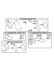Kits / Gasket Sets parts for Briggs & Stratton Engine 12B412-0100-E1 from AppliancePartsPros.com
