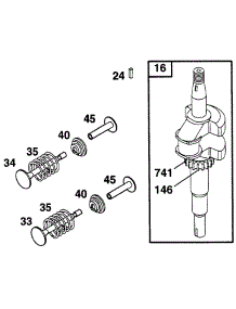 Crankshaft parts for Briggs & Stratton Engine 12B802-0600-01 from AppliancePartsPros.com
