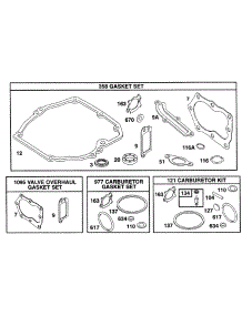 Gasket Sets parts for Briggs & Stratton Engine 12B802-1108-01 from AppliancePartsPros.com