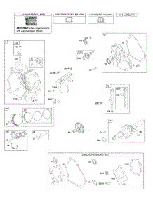 Camshaft, Crankcase Cover, Crankshaft, Cylinder, Lubrication, Piston Group parts for Briggs & Stratton Engine 12C112-0007-E1 from AppliancePartsPros.com