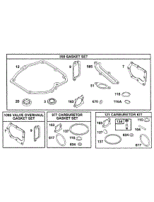 Gasket Sets parts for Briggs & Stratton Engine 12D802-1512-21 from AppliancePartsPros.com