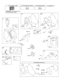 Camshaft, Crankcase Cover, Crankshaft, Cylinder, Lubrication, Piston Group parts for Briggs & Stratton Engine 12E396-0111-E1 from AppliancePartsPros.com
