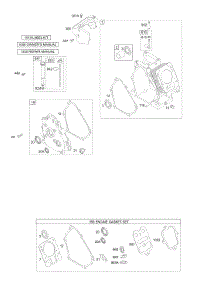 Crankcase Cover / Sumps, Cylinder Group, Kits / Gaskets - Engine, Oil Group parts for Briggs & Stratton Engine 12E494-0110-E1 from AppliancePartsPros.com
