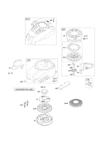 Blower Housing / Shrouds, Flywheel, Rewind Starter parts for Briggs & Stratton Engine 12E602-0136-E1 from AppliancePartsPros.com