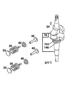 Crankshaft parts for Briggs & Stratton Engine 12E702-0707-01 from AppliancePartsPros.com