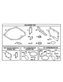 Gasket Sets parts for Briggs & Stratton Engine 12E807-0835-01 from AppliancePartsPros.com