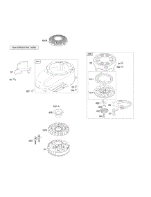 Blower Housing / Shrouds, Flywheel, Rewind Starter parts for Briggs & Stratton Engine 12F612-0115-B1 from AppliancePartsPros.com