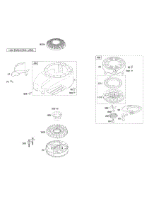 Blower Housing / Shrouds, Flywheel, Rewind Starter parts for Briggs & Stratton Engine 12G612-0110-E1 from AppliancePartsPros.com