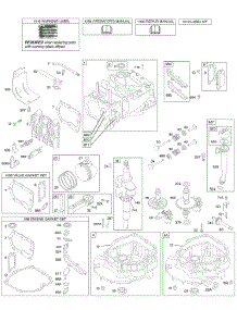 Cams, Crankcase Cover / Sump, Crankshaft, Cylinder, Kit / Gaskets, Oil, Piston Group, Valves parts for Briggs & Stratton Engine 12G882-1951-E1 from AppliancePartsPros.com