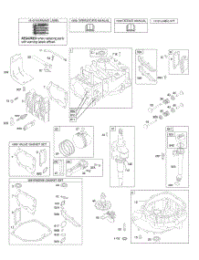 Cams, Crankshaft, Cylinder, Engine Sump, Kit / Gaskets, Lubrication, Piston Group, Valves parts for Briggs & Stratton Engine 12H702-0617-01 from AppliancePartsPros.com