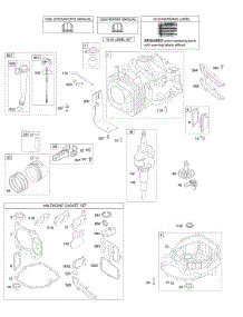 Camshaft, Crankshaft, Cylinder, Engine Sump, Lubrication, Piston Group parts for Briggs & Stratton Engine 12J602-0122-E1 from AppliancePartsPros.com