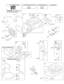 Cams, Crankshaft, Cylinder, Engine Sump, Kit / Gaskets, Lubrication, Piston Group, Valves parts for Briggs & Stratton Engine 12J702-0657-01 from AppliancePartsPros.com