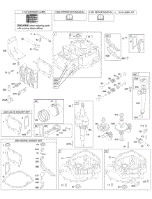 Cams, Crankshaft, Cylinder, Engine Sump, Kit / Gaskets, Lubrication, Piston Group, Valves parts for Briggs & Stratton Engine 12J802-1716-B1 from AppliancePartsPros.com