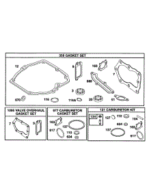 Gasket Sets parts for Briggs & Stratton Engine 12K702-0109-01 from AppliancePartsPros.com
