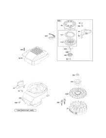 Blower Housing / Shrouds, Flywheel, Rewind Starter parts for Briggs & Stratton Engine 12M902-0451-E1 from AppliancePartsPros.com