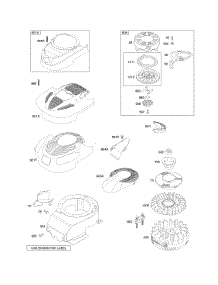 Blower Housing / Shrouds, Flywheel, Rewind Starter parts for Briggs & Stratton Engine 12Q802-0204-B1 from AppliancePartsPros.com