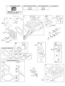 Cams, Crankshaft, Cylinder, Engine Sump, Kit / Gaskets, Lubrication, Piston Group, Valves parts for Briggs & Stratton Engine 12Q802-0249-B1 from AppliancePartsPros.com
