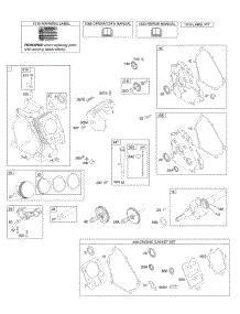 Camshaft, Crankcase Cover, Crankshaft, Cylinder, Lubrication, Piston Group parts for Briggs & Stratton Engine 12R116-0729-E1 from AppliancePartsPros.com