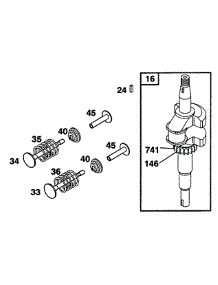 Crankshaft parts for Briggs & Stratton Engine 12T802-1566-21 from AppliancePartsPros.com