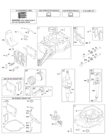 Cams, Crankshaft, Cylinder, Engine Sump, Kit / Gaskets, Lubrication, Piston Group, Valves parts for Briggs & Stratton Engine 12W802-1701-B1 from AppliancePartsPros.com