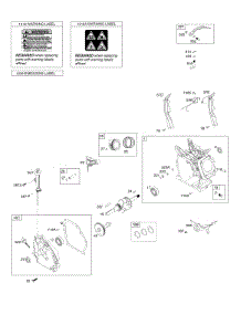 Camshaft, Crankcase Cover, Crankshaft, Cylinder, Operator's Manual, Piston / Rings / Connecting Rod, Warning Label parts for Briggs & Stratton Engine 130G32-0048-H1 from AppliancePartsPros.com